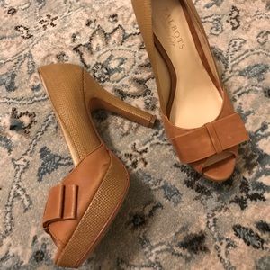 Talbots Peep Toe Heels with Leather Lining and Bow